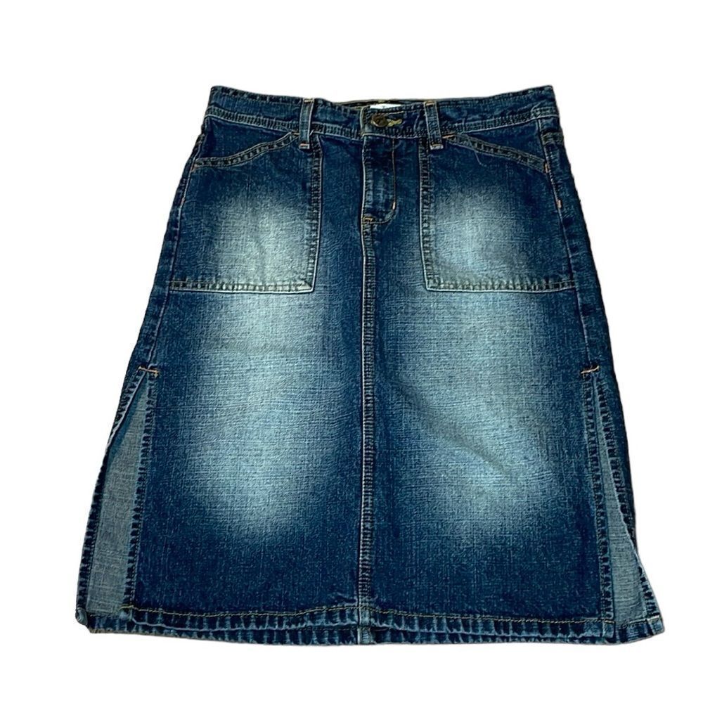 Y2K Calvin Klein Skinny Worker Skirt, Jean, cotton denim, low rise, 3